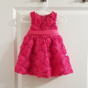 Rare Editions Pink Rosette and Sequin Dress